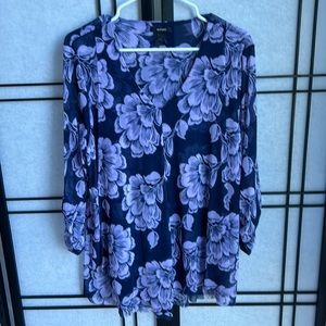Alfani Navy and Lavender Floral Blouse